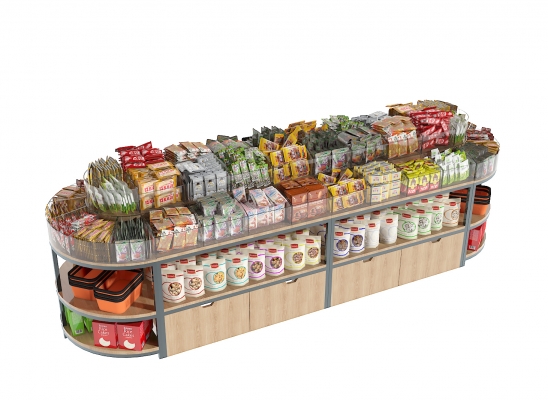 现代超市零食货架小食品SU模型