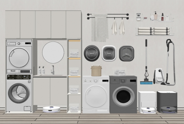 洗衣机卫浴用品组合SU模型