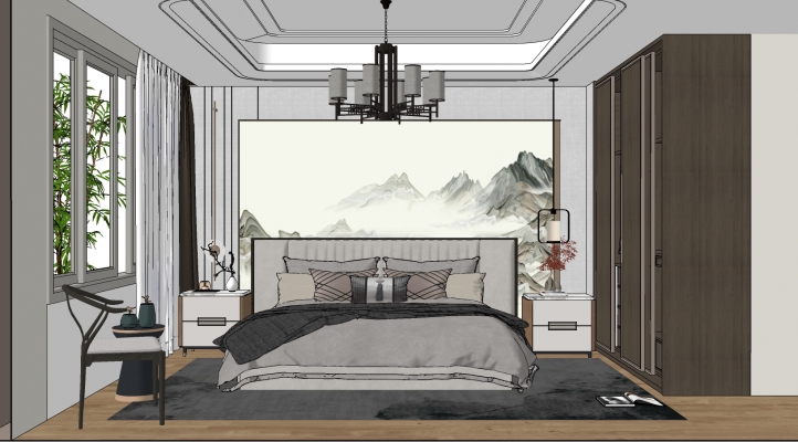新中式卧室空间