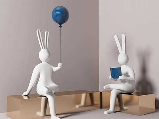 -现代兔子雕塑摆件3D模型