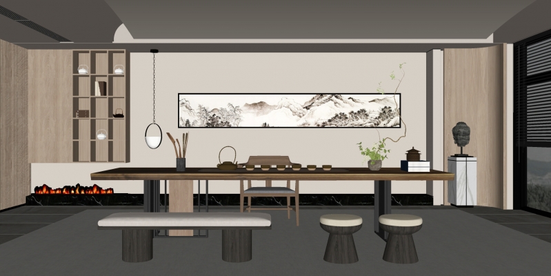 新中式茶室SU模型