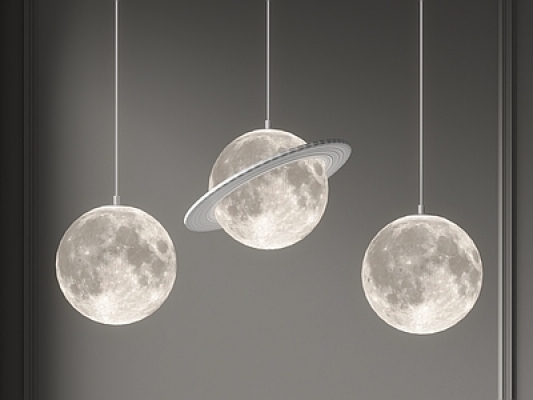 现代月球吊灯,装饰灯SU模型