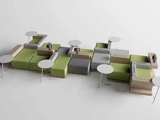 现代办公休闲沙发，卡座SU模型