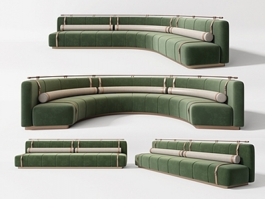 现代卡座沙发，沙发组合SU模型