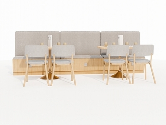 现代卡座沙发，餐厅桌椅SU模型