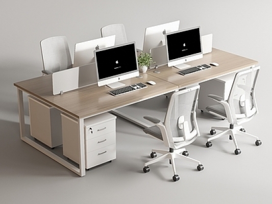 现代办公桌椅，职员工位SU模型