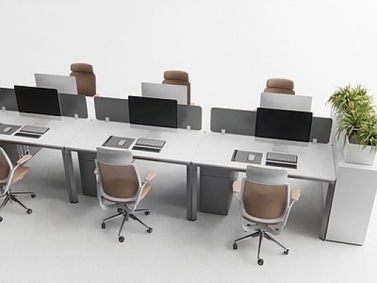 现代办公桌椅组合，工位SU模型