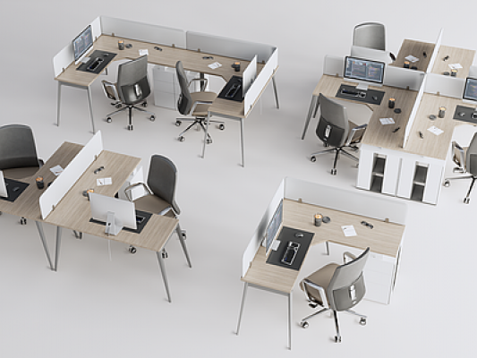 现代办公桌，员工工位SU模型