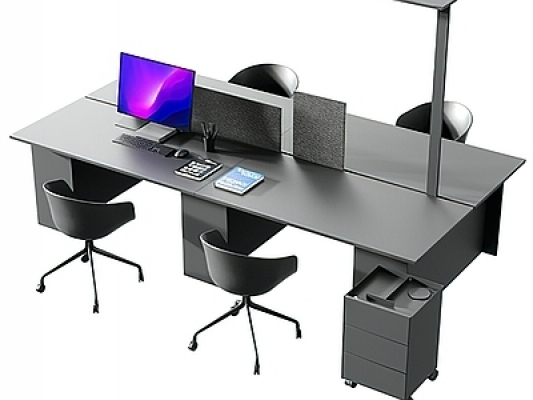 现代办公桌椅组合SU模型