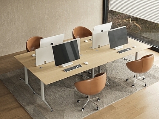 现代办公室电脑桌椅组合，员工工位SU模型