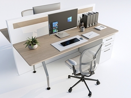 现代办公桌椅，员工工位SU模型