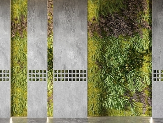 现代绿植，植物墙SU模型