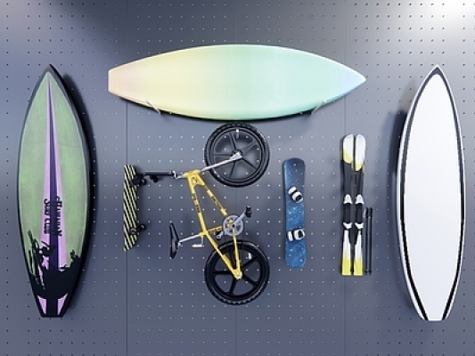 现代滑，冲浪板，自行车组合SU模型