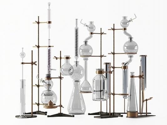 实验室器材，烧瓶，蒸馏瓶SU模型