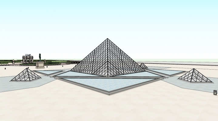 现代建筑SU模型 玻璃金字塔
