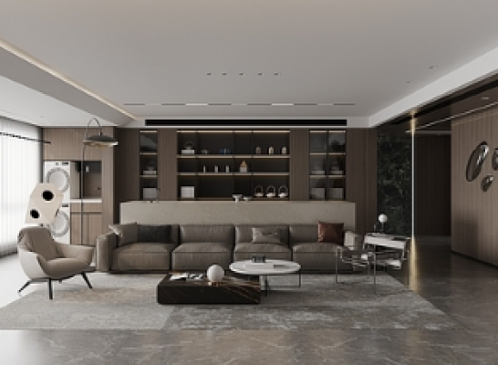 现代意式极简家居客厅，现代沙发茶几 3d模型下载