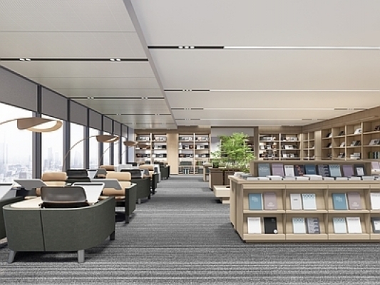 现代图书馆，阅览室SU模型