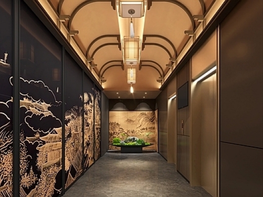 新中式电梯厅SU模型