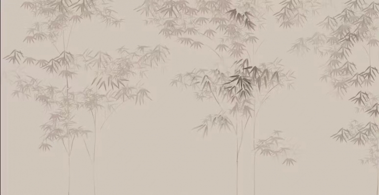 新中式竹子竹林彩绘壁纸工笔画 (6)