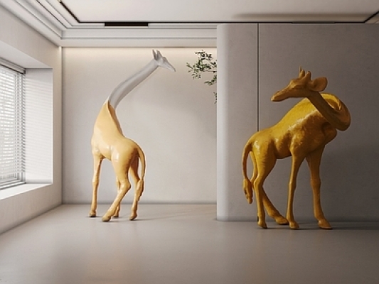  现代长颈鹿雕塑 