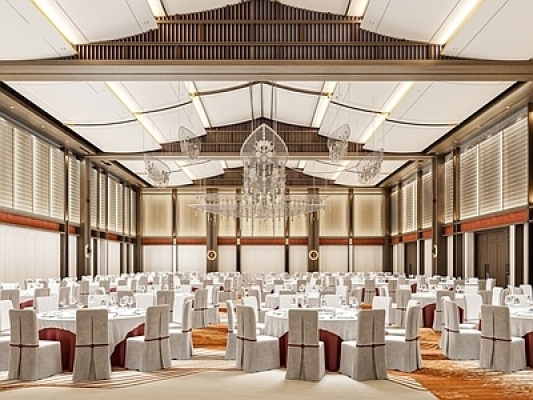新中式酒店宴会厅SU模型