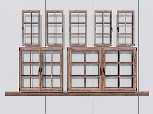 现代窗户，木窗SU模型