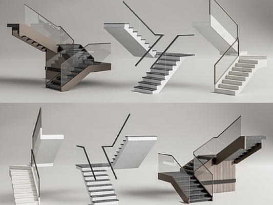 现代扶手楼梯组合SU模型