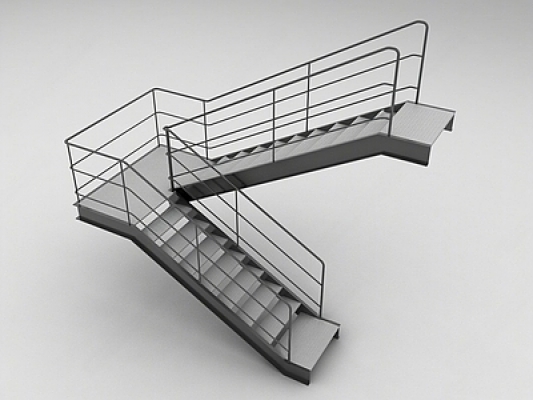 现代户外钢架扶手楼梯SU模型