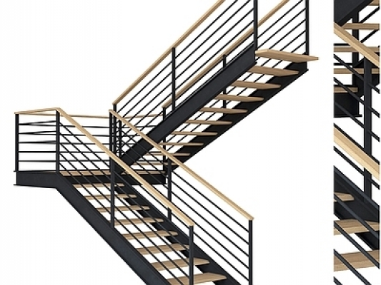 现代钢结构楼梯SU模型