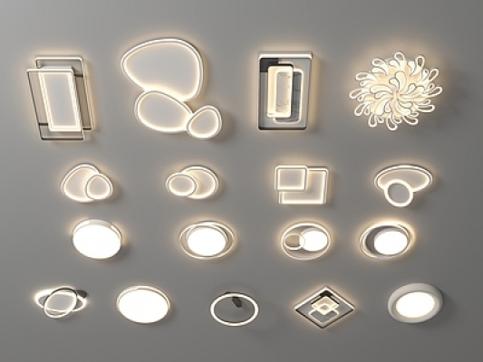 现代小米智能客厅灯，吸顶灯组合SU模型
