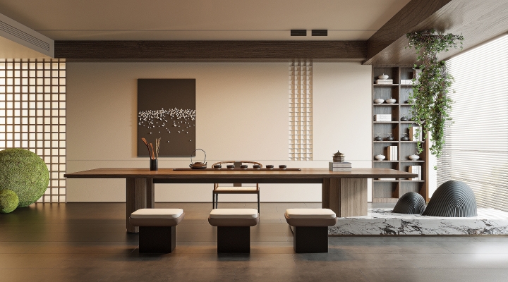 新中式茶室_茶桌椅