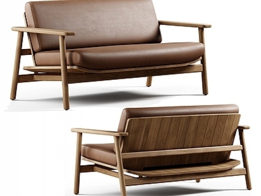 现代皮革双人沙发SU模型