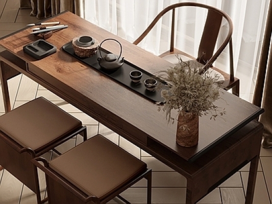 现代简约茶桌椅组合SU模型