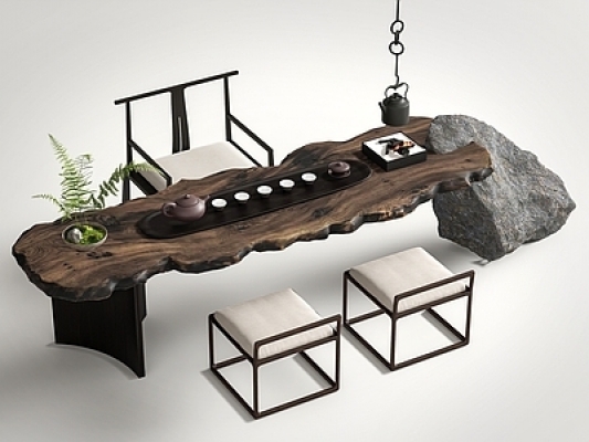新中式茶桌椅SU模型