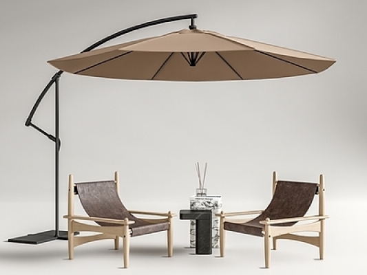 现代户外休闲椅遮阳伞组合SU模型