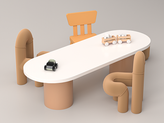 现代儿童桌椅SU模型