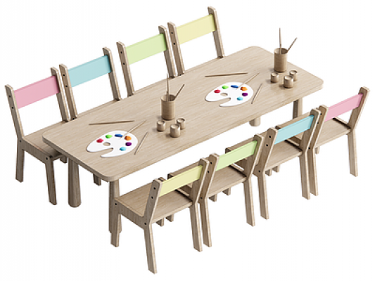 现代儿童学习桌椅组合SU模型