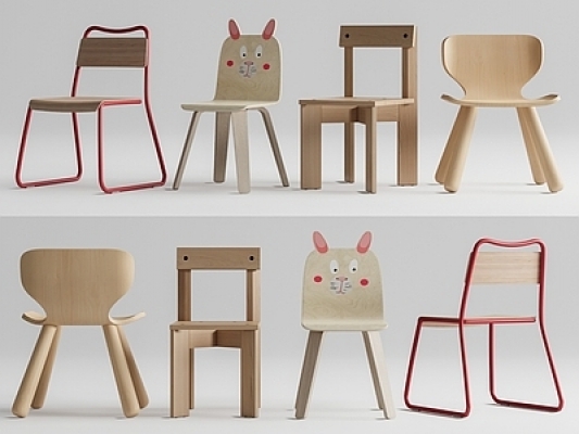 现代儿童椅子组合SU模型