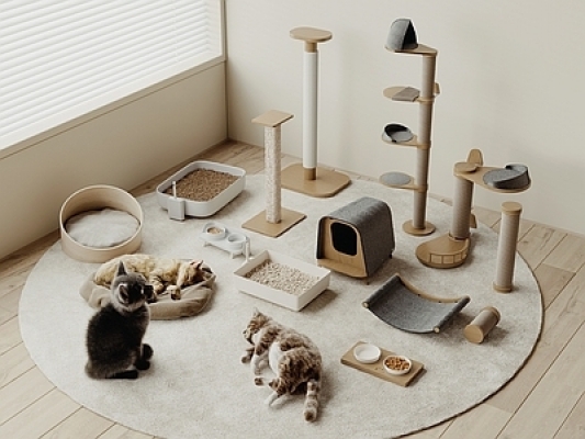 现代猫爬架，宠物用品SU模型
