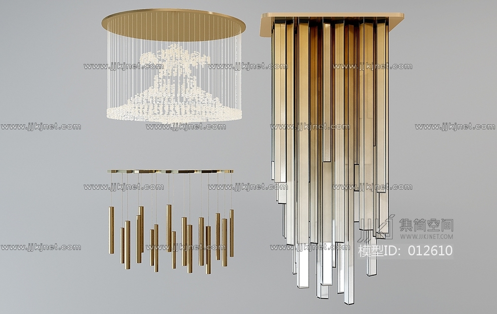 H20-1206现代水晶吊灯3d模型下载-【集简空间】「每日更新」