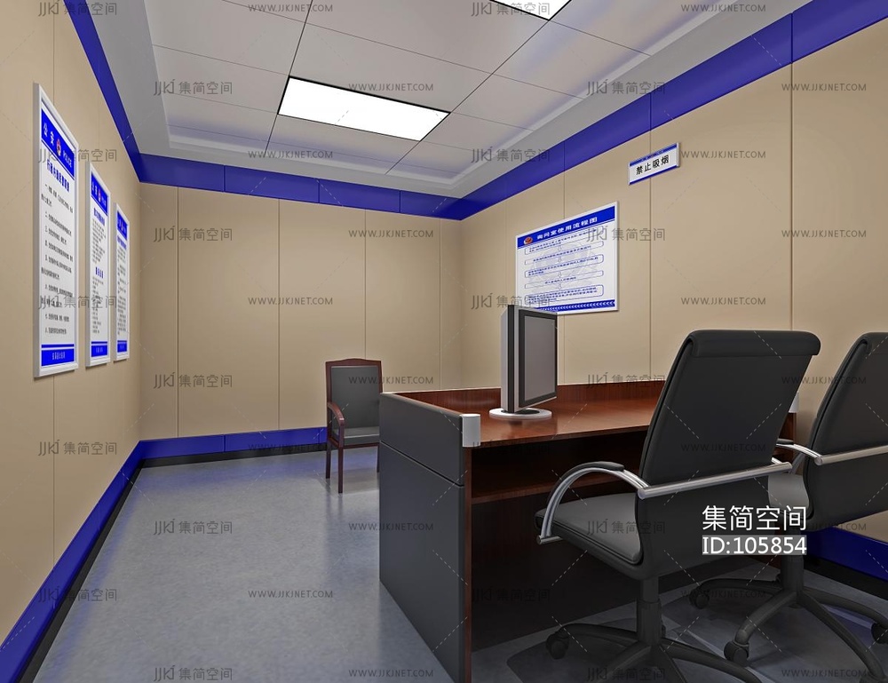 现代公安机关警察局会议室 ,研判室,审讯室,接待室,走廊 3d模型下载 -【集简空间】「每日更新」