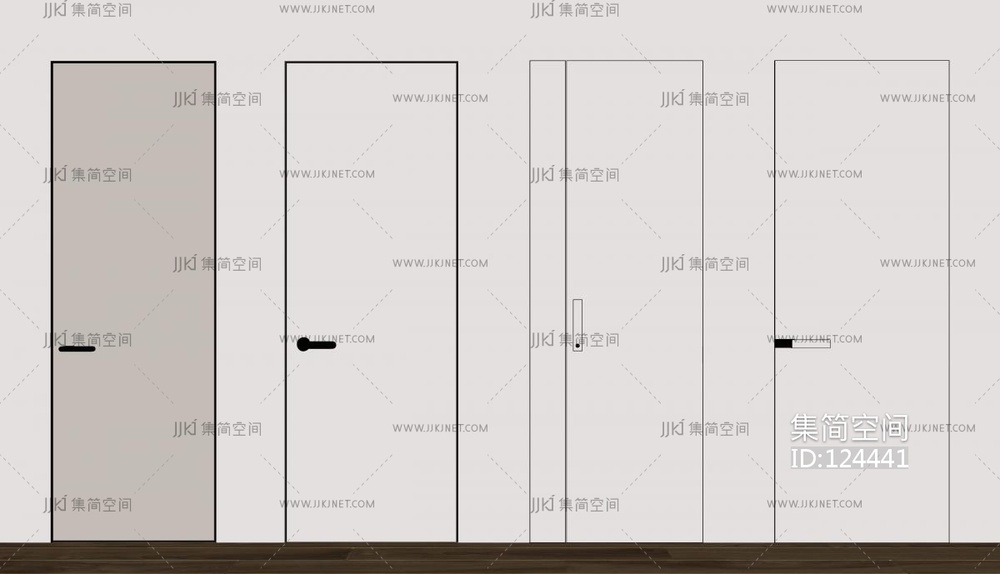 现代极简门_隐形门 su草图模型下载 -【集简空间】「每日更新」