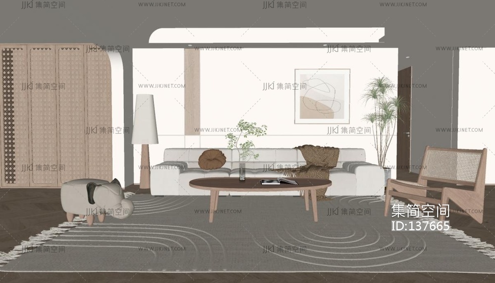 现代客厅su模型 su草图模型下载 -【集简空间】「每日更新」