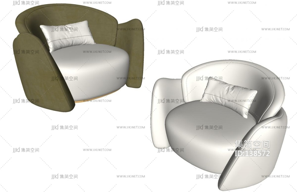 现代单人沙发SU模型 su草图模型下载 -【集简空间】「每日更新」