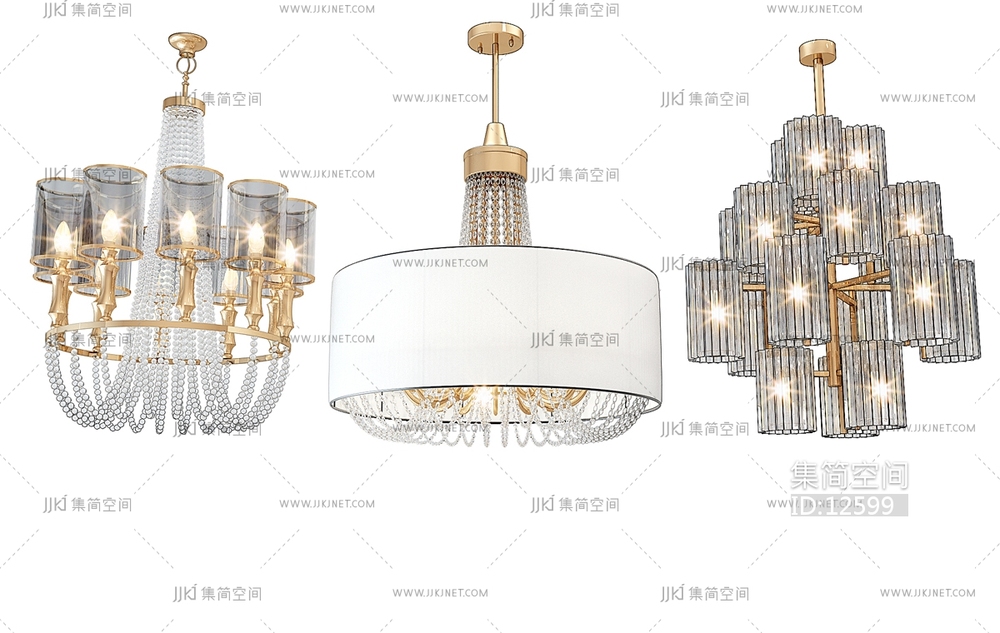 H09-1206欧式水晶吊灯3d模型下载-【集简空间】「每日更新」