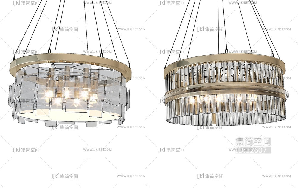 H17-1206现代水晶吊灯3d模型下载-【集简空间】「每日更新」