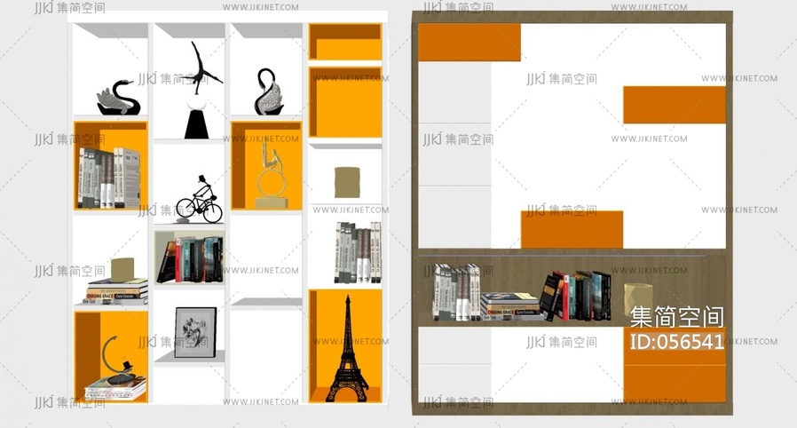 18现代书架书柜置物架组合 su草图模型下载 -【集简空间】「每日更新」
