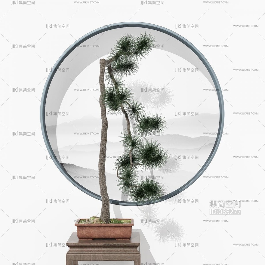 新中式松树盆栽,盆景 3d模型下载 -【集简空间】「每日更新」