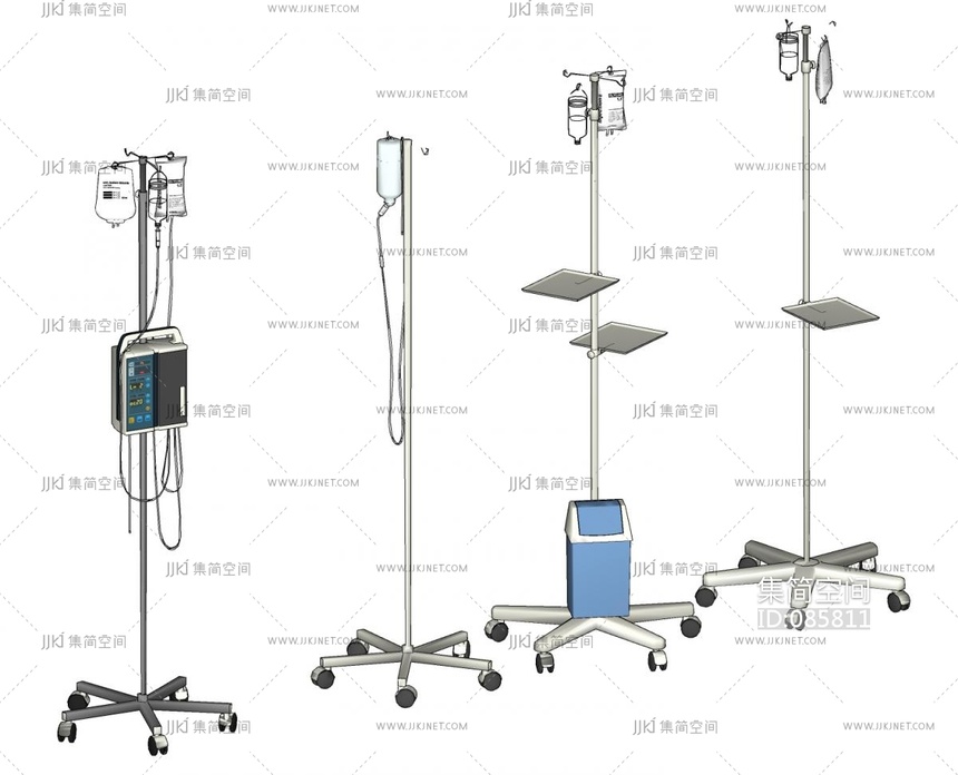 z14-06111现代医院医疗设备输液架组合 su草图模型下载 -【集简空间】「每日更新」