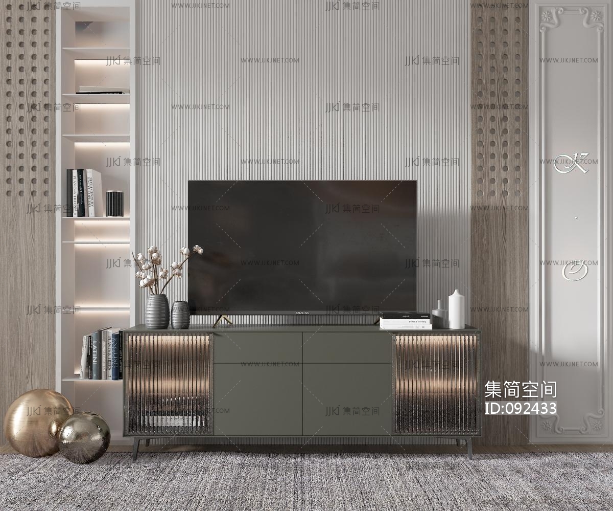 现代轻奢电视柜-【集简空间】3d模型_su模型_贴图_草图模型「免费下载每日更新」